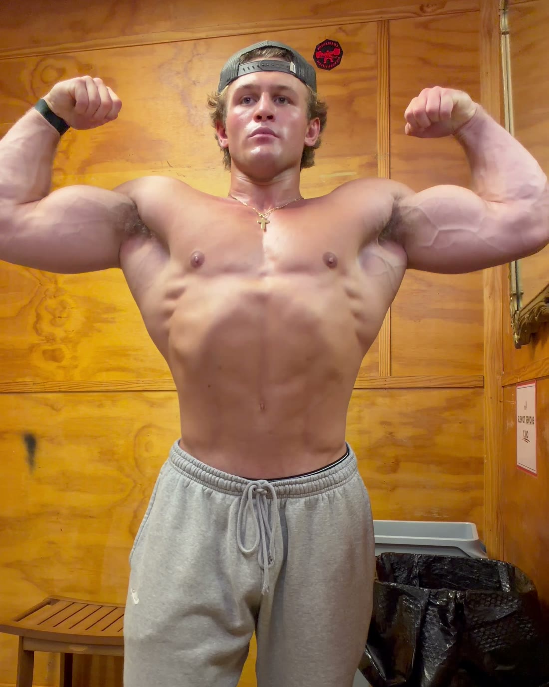 Cole Fox — front double biceps, fall 2026